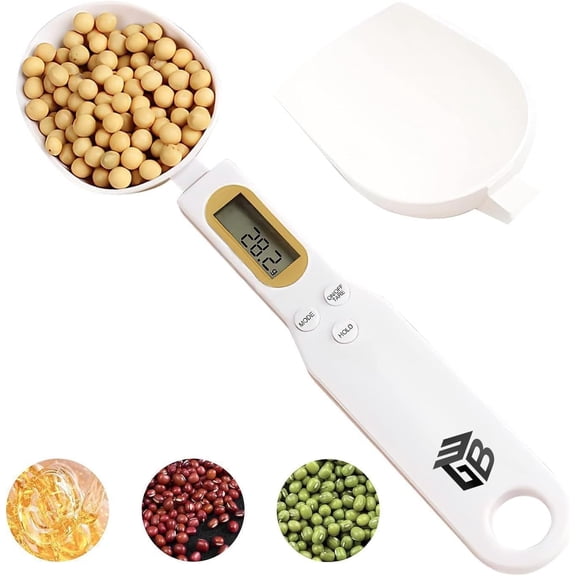 KKFEN-Digital Spoon Scale Electronic Measuring Spoon with 2 Replaceable Spoons, Food Coffee Weigh Scale High Precision for Home 500/0.1g, Digital Food Spoon Scale, Kitchen Scales with LCD Display