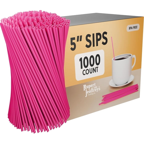 KKFEN-Disposable Plastic Coffee Stirrer Straw - 5 Inch Sip Stir Stick (1000, Pink)