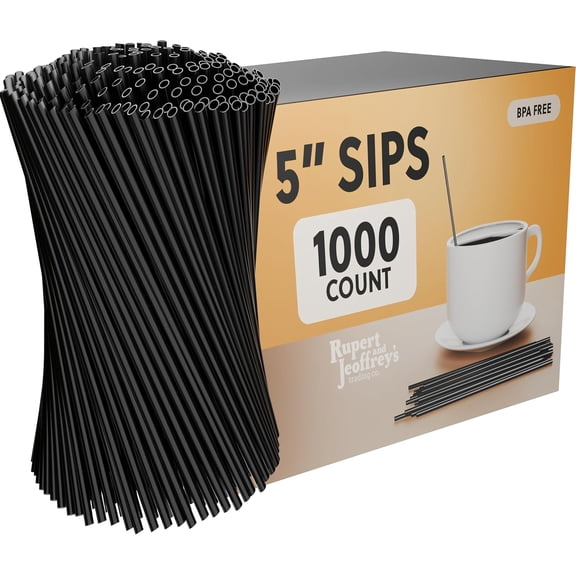 KKFEN-Disposable Plastic Coffee Stirrer Straw - 5 Inch Sip Stir Stick (Black, 1,000 count)