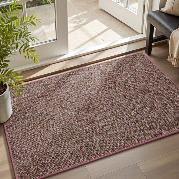 KKFEN-Door Mat Indoor Entrance Doormat, Absorbent Durable Rubber Non Slip Front Door Mat for Inside Entry Entryway Dirt Trapper Welcome Mat, Red 17''x30''