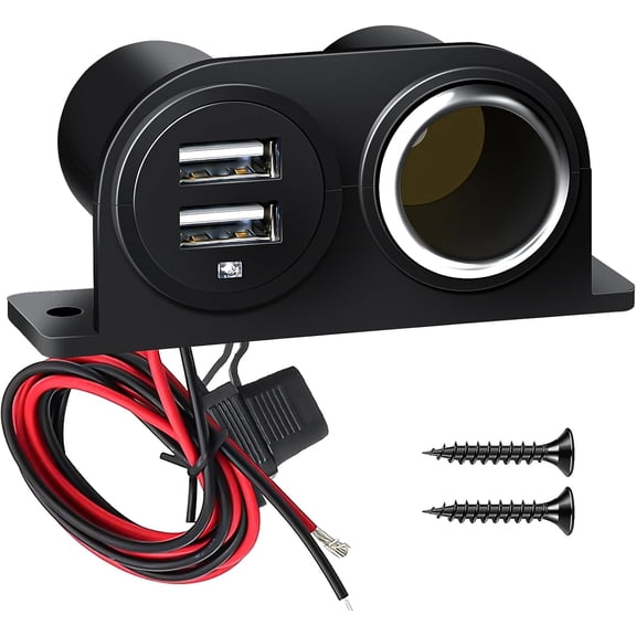 KKFEN-Dual USB Outlet Cigarette Lighter Socket Splitter 12V 4.2A Car Charger Power Outlet Adapter Replacement with Blade Fuse for RV Boat Marine Truck ATV UTV Bus etc