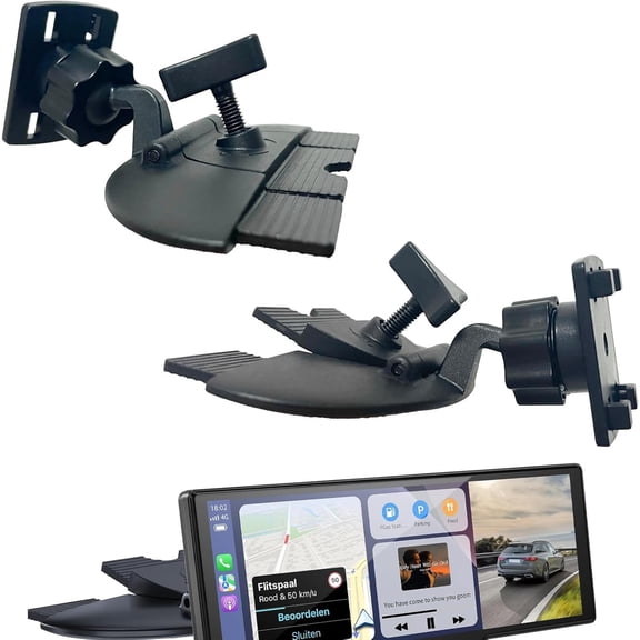 KKFEN-EXTOMUXE CD Slot Mount for CarPlay Screen [Secure 4-Button Lock], 360 Rotation CD Mount for CarPlay Screen Compatible with GPS Monitors