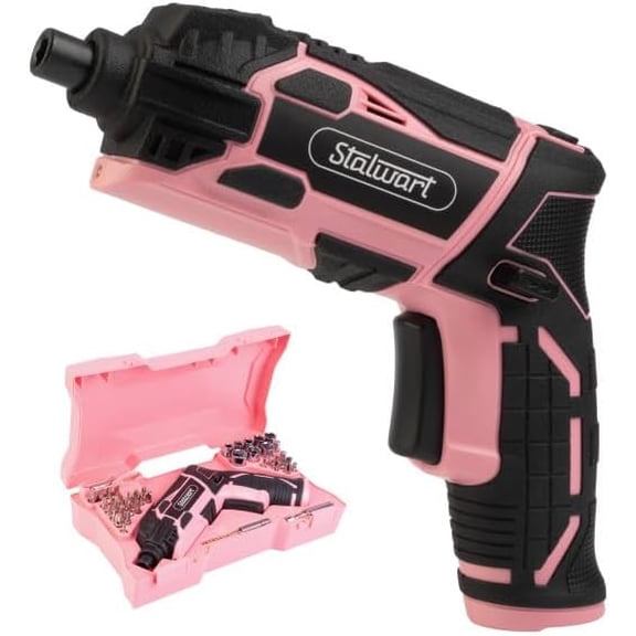 KKFEN-Electric Screwdriver Cordless Drill with Battery and Charger - 45-Piece Cordless Screwdriver Set with LED Light, USB Cable, Dual Position Screw Gun and Bits for Home, Office and DIY by (Pink)