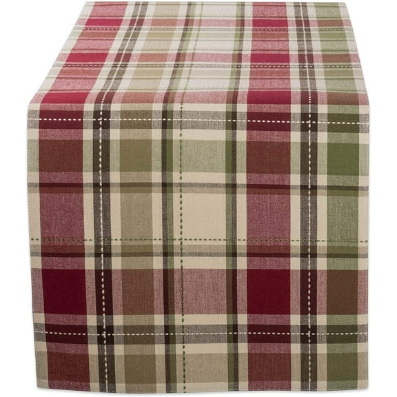 KKFEN-Fall & Thanksgiving Dining Table Dcor Reusable Cotton Fabric, Table Runner, 13x72, Rustic Homespun Plaid