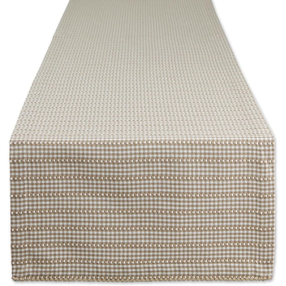 KKFEN-Farmhouse Gingham, Checked Tabletop Collection, Table Runner, 14x108, Stone