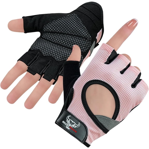 KKFEN-Fingerless Weight Lifting Gloves with Palm Protection Padding, Breathable Lightweight Gym Gloves for Men, Women, Weightlifting, Cycling, Exercise, Training Pull Up