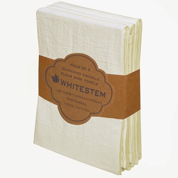 KKFEN-Flour Sack Towels 18 x 28 Pack of 3 Cotton Kitchen Towels, Dish Towels and Tea Towels for Embroidery, Thick Absorbent for Baking & Bread Proofing - Natural