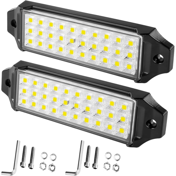 KKFEN-Flush Mount LED Lights Pods,7 Inch Slim 12V 24V 40W Tractor Bumper Backup Reverse Surface Spot Driving Fog Work Flood Light Bar for Off Road vehicle,Marrine,Jeep,4X4,Truck, ATV,UTV,Boat 2 pack