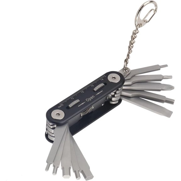 KKFEN-Folding Tool Set with Screwdrivers and Hex Key Wrenches, 10-in-1 Photography Household Automobile Repair Multi-tool with Locking System (Black)