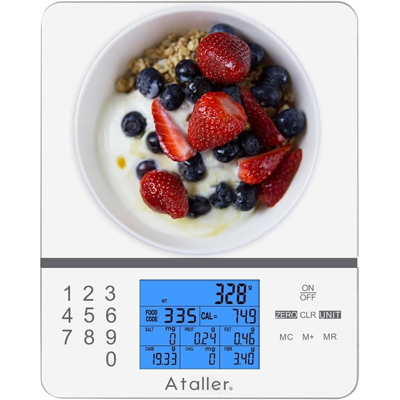 KKFEN-Food Scale with Nutritional Calculator, Digital Kitchen Scale, Food Scales for Kitchen, Calorie Calculator for Meal Prep, and Weight Loss, Units in Lbs, Grams, Ounces, Batteries Included