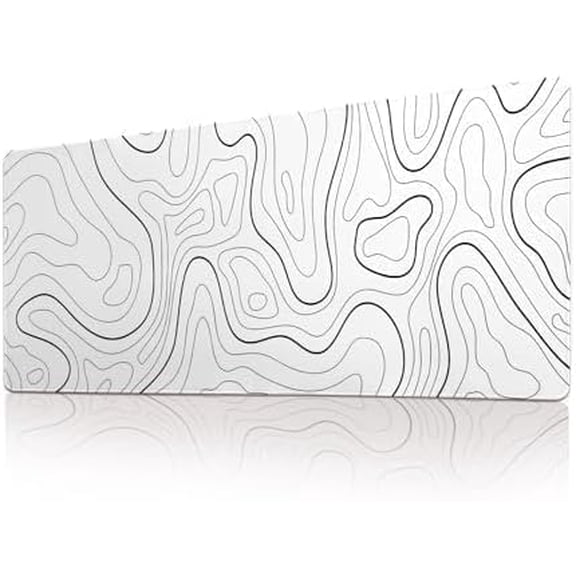 KKFEN-Gaming Mouse Pad Desk Pad XL Large Mouse Mat Keyboard Mat Office Desk Decor AccessoriesKeyboard Mat Office Desk Decor Accessories (White Geometric)