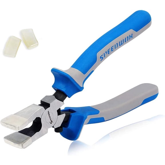 KKFEN-Glass Running Pliers with Rubber Tips for Glass Cutting 8 Inches Key Fob Pliers with Curved Jaws Heavy Duty for Stained Glass Work Mosaics Breaking Tool