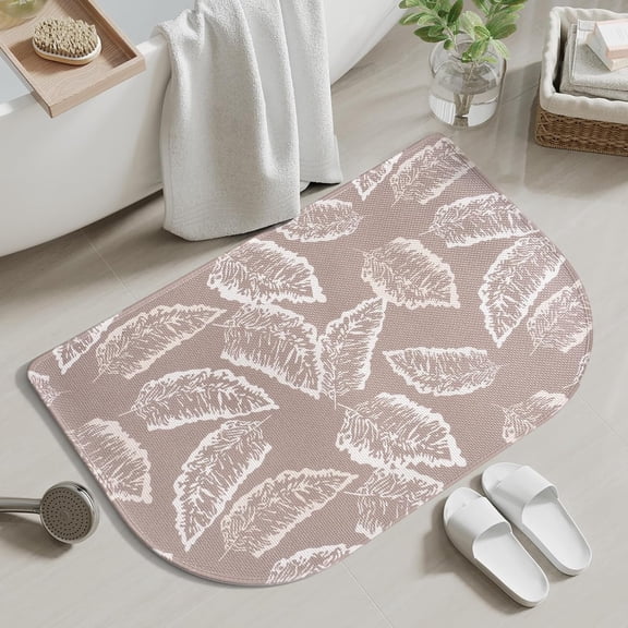 KKFEN-Half Circle Bath Mat, Thin Bathroom Rugs Fit Under Door Quick Dry Non Slip Washable Bathroom Mat with Rubber Backing, Absorbent Half Round Shower Rug