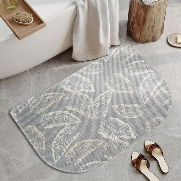 KKFEN-Half Circle Bath Mat, Thin Bathroom Rugs Fit Under Door Quick Dry Non Slip Washable Bathroom Mat with Rubber Backing, Absorbent Half Round Shower Rug