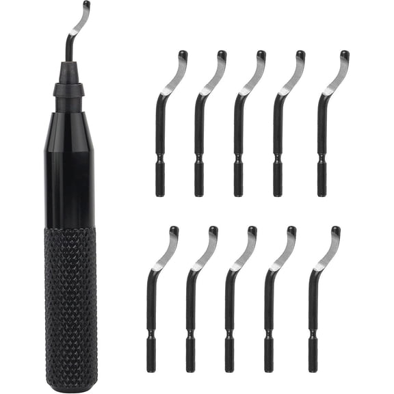 KKFEN-Hand Deburring Tool Kit Set- Practical for Cutting Deburrs Wood, Plastic, Aluminum, Copper and Steel (Black, 10pcs)