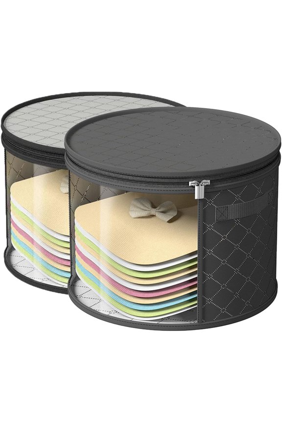 -Hat Boxes For Women Storage - This Oversized Clear Hat Storage Bag can hold 9 hats,suitable for cowboy hats,suitable for travel and daily hat organizer for closet.(Pure Black and Pure Gray)