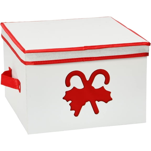 KKFEN-Holiday Storage Box, Medium, Red Candy Cane