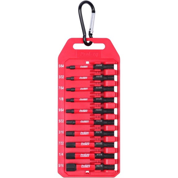 KKFEN-Impact Bit Set W clip SAE Hex head drive bits S2 Steel 10 Piece 2 Inch Length