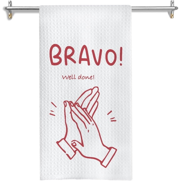KKFEN-Inspirational Italian Kitchen Towels, Trendy Red Italian Bravo Hand Gesture Dish Tea Towels for Kitchen Decor, Encouragement Gifts Hand Towel for Bathroom Decor, 16x24 Inches