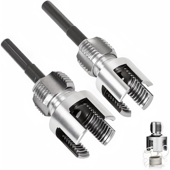 KKFEN-Internal & External Pipe Threader, 2-in-1 Tool Set with 1/2" 3/4" Dies for Electric Drill, PVC Pipe Thread Cutter for Home Plumbing Repair and DIY Projects
