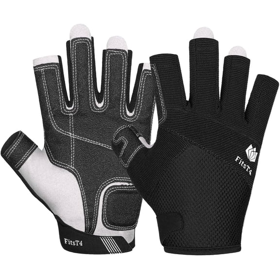 KKFEN-Kayaking Gloves 3/4 or Full Finger Padded Palm Fingerless Gloves for Men Women Youth Perfect for Sailing Paddling Canoeing Boating Workout Rowing SUP and Other Water Sports