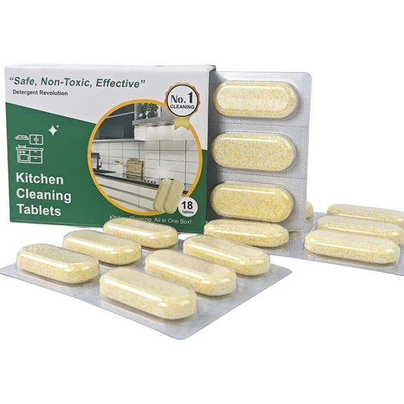 KKFEN-Kitchen Cleaner Tablets Orange Oil Formula 18 Count (Makes 304 oz) Refillable Spray for stove Degreaser, Cuts Grease