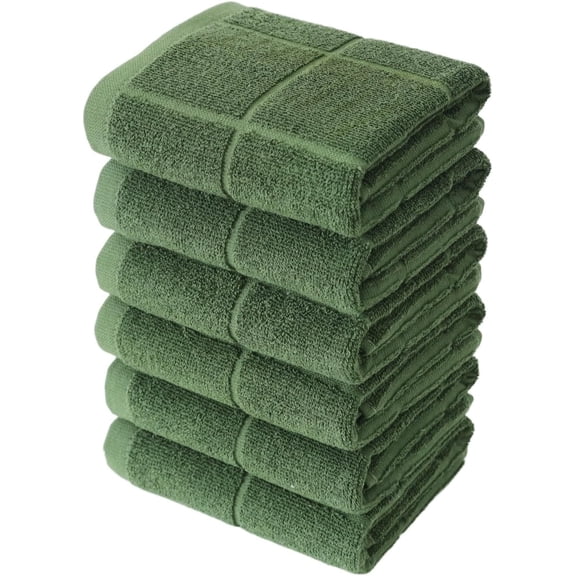 KKFEN-Kitchen Towels Pack of 6pcs, Cotton Dish Towels for Kitchen Drying, Kitchen Hand Towels for Washing (Dark Green, 15x25 inches - 6pcs)