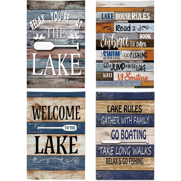 KKFEN-Lake House Decor Kitchen Towels,Lake Life Decor,Lake House Essentials, Lake House Gifts Lake House Decor, Lake Towels, Vintage Lake Hand Towels for Bathroom,Lake Life Gifts