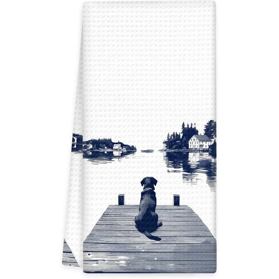 KKFEN-Lake House Gifts Dog Kitchen Towels, Dog Owners Gifts Hand Towels, Lake Life Gifts for Dogs Lovers Women Decorative Dish Tea Towel for Kitchen, Lakehouse Dogs Bathroom Decor, 16x24In