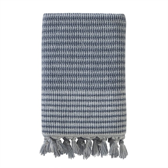 KKFEN-Longborough 100% Turkish Cotton Premium Bath Towel, 640 GSM, Soft & Absorbent Jacquard, Denim Blue