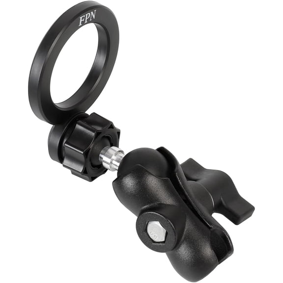 KKFEN-Magnetic Phone Holder Base for RAM Mounts, 1" (25mm) Ball Mount with Short Aluminum Alloy B Size Double Socket Arm, Compatible with Magsafe iPhone 17/16/15/14/13/12 Series