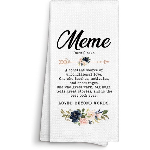 KKFEN-Meme Definition Gifts Kitchen Towels Decorative, Meme Dish Cloths Tea Towel Gifts for Grandma Grandmother Grandparents Bathroom Kitchen Dishcloths Hand Towel Decor 16x24