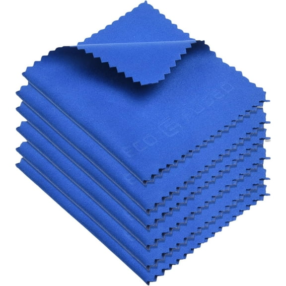 KKFEN-Microfiber Cleaning Cloth - 7x6'' Microfiber Cloth - Pack of 6 Blue Lens Cleaning Wipes - Cleaning Cloth for Glasses, Eyeglasses, Camera Lens & Phones