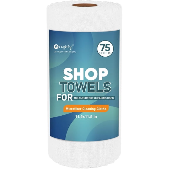 KKFEN-Microfiber Cleaning Cloths, 75 Sheets Shop Towels, Reusable Paper Towels Shop Rags, Washable Microfiber Towel Roll Cleaning Rags for Cars, House, Kitchen, 11.5 x 11.5, White
