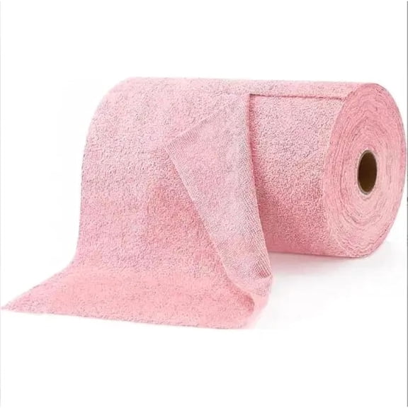 KKFEN-Microfiber Cleaning Cloths Roll  50 Pack | Tear-Away Towels  Reusable| Ultra Absorbent| Washable Rags for Kitchen| House, Car, Garage | Eco-Friendly Microfiber Cleaning Supplies (Pink)