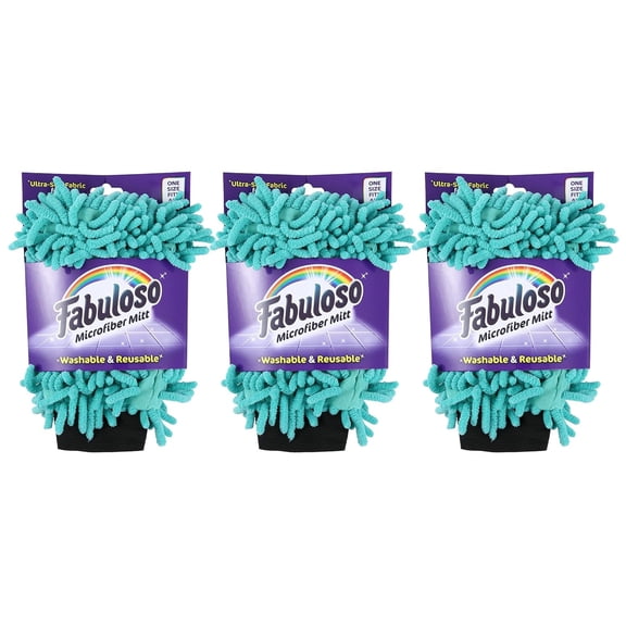 KKFEN-Microfiber Cleaning Mitt Glove, Lint-Free Scratch-Free Dusting and Washing for Furniture, Blinds, Baseboards, Shelves and Car Interior, One Size Fits All, Teal, 3-Pack