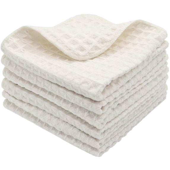 Mini Kitchen Rags KKFEN-Microfiber Kitchen Cleaning Cloth Thick Dish Rags Waffle Weave ...