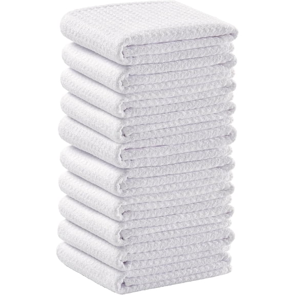 KKFEN-Microfiber Waffle Weave Cleaning Cloth,Highly Absorbent Kitchen Towels,Quick Drying Lint Free Dish Towels for Kitchen,9 Pack,White,11.811.8 inch