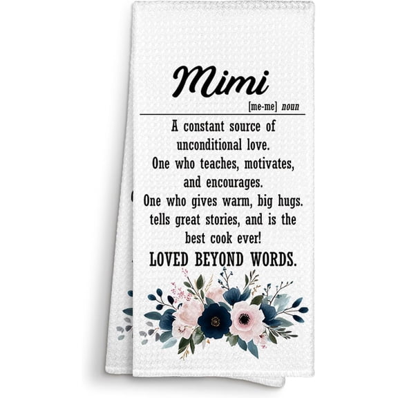 KKFEN-Mimi Definition Gifts Kitchen Towels Decorative 16x24, Mimi Dish Towels Cloths Dishcloths Tea Towel Gifts for Women Grandmother, Grandma Bathroom Kitchen Hand Towel Decor