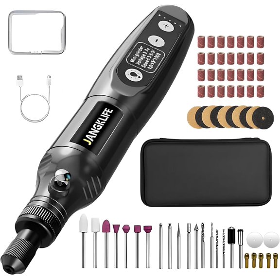 KKFEN-Mini Cordless Rotary Tool Kit, 5-speed Multi-purpose Engraving Tool, with LED Light, 67 Accessories, Engraving, Sanding, Grinding, Polishing, Carving, Etching, DIY Crafts