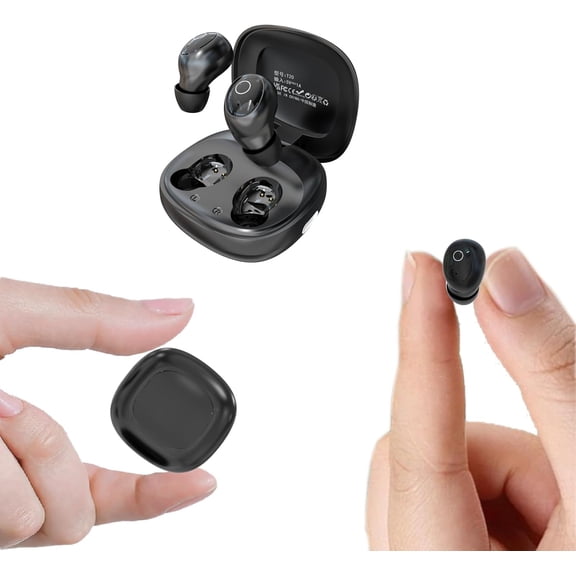 KKFEN-Mini Tiny Invisible Micro Earbuds Wireless Bluetooth Invisible Headphones Smallest Ear Buds Extra Small Hidden Discreet Earbuds for Work Sleeping Side Sleeper Black