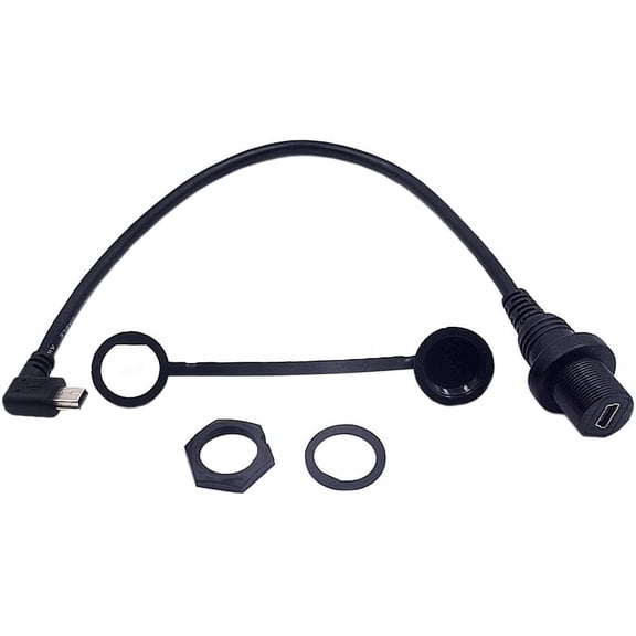 KKFEN-Mini USB 5 Pin Flush Mount, 1ft 90 Degree Left Angle Mini USB Male to Mini USB Female Dashboard Panel Extension Adapter Extender Cable for Car Truck Boat Motorcycle