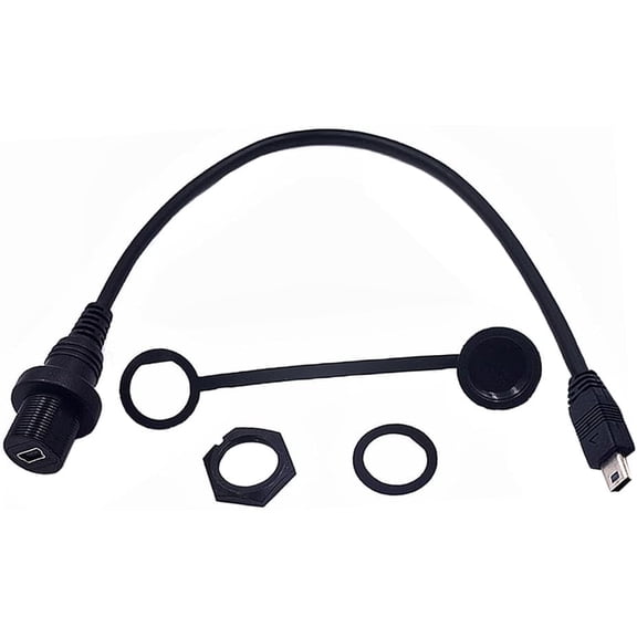 KKFEN-Mini USB 5 Pin Flush Mount Cable 1ft, Male to Female Extension Dashboard Panel Adapter Extender Cable for Car Truck Boat Motorcycle