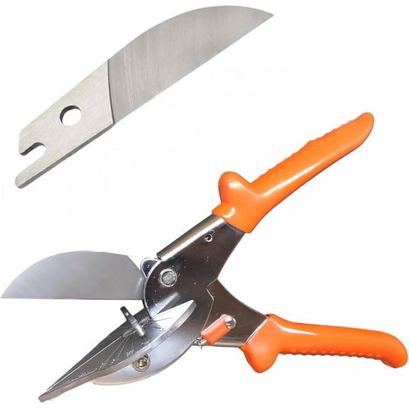 KKFEN-Multi Angle Miter Cutter | + Spare Blade | Hand Scissors Multipurpose Tool | 45-135 Degree Cutting | Stainless Steel, Rubber Handle & Safety Lock | Miter Shears, Trim, Chamfer & Quarter Round C