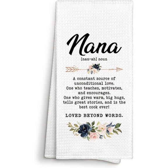 KKFEN-Nana Definition Gifts Kitchen Towels Decorative, Nana Dish Cloths Tea Towel Gifts for Grandma Grandmother Grandparents Bathroom Kitchen Dishcloths Hand Towel Decor 16x24