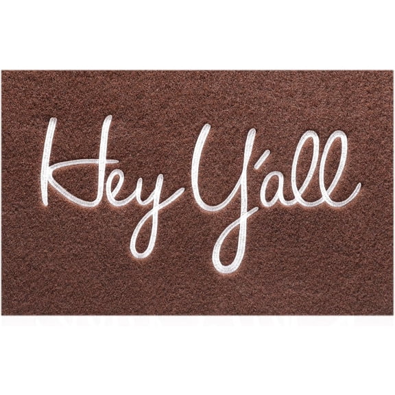 KKFEN-Outdoor Welcome Mat Entryway Hey Y'all Mats for Front Door Mats, with Rubber Backing Doormat Indoor Mat Polystyrene Non Slip Natural Mat Coffee 28" x 18"
