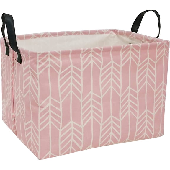 KKFEN-P Rec Pink Box Hamper Storage Basket Collapsible Organizer Bin Gift Shelf Baskets for Home and Kitchen Storage