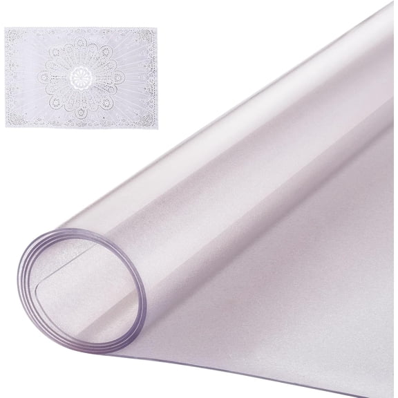 KKFEN-Plastic Table Cover, 24 x 48 Inch 1.5 mm Thick Frosted PVC Desk Mat Protector, Waterproof & Easy Cleaning Desk Pad Tablecloth, for Office, Dresser, Dining Room,Night Stand