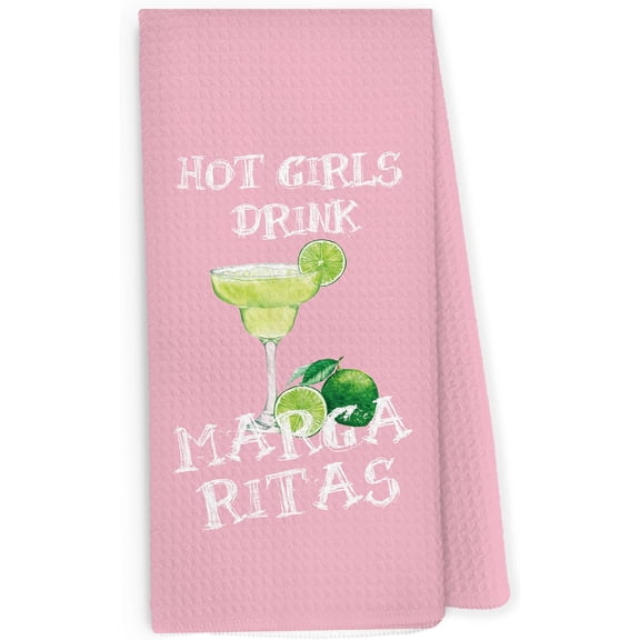 KKFEN-Preppy Margaritas Kitchen Dish Towels 16x24 Inch, Gifts for Bartenders, Bar Cart Decor, Trendy Coquette Pink Girly Wine Decorative Hand Towel Tea Towels for College Dorm Bathroom