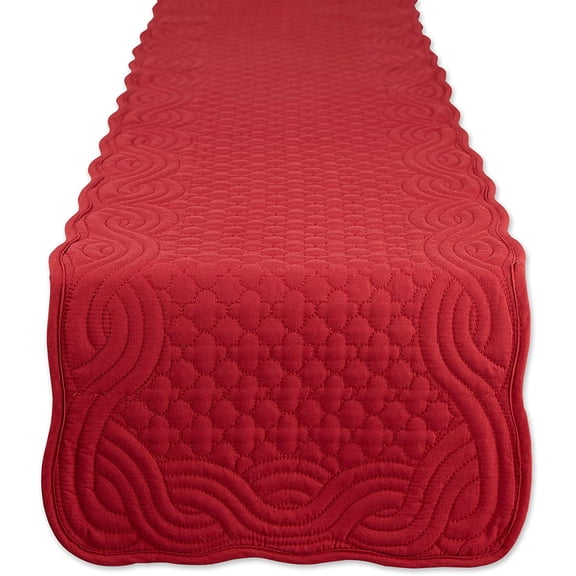 KKFEN-Quilted Farmhouse Collection Tabletop, Table Runner, 13x72, Cranberry